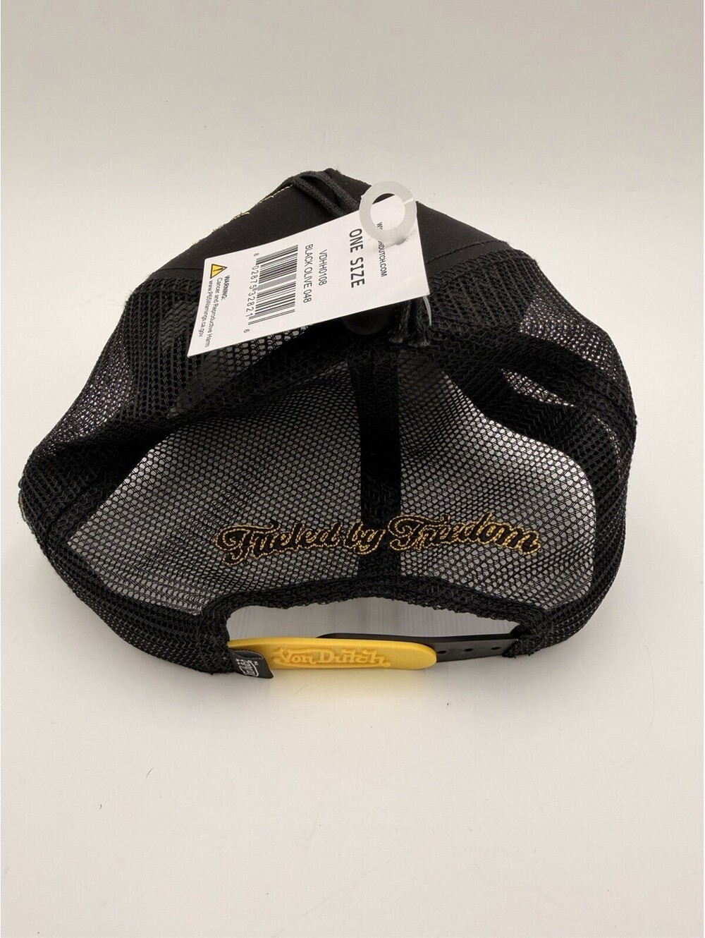 Von Dutch Black/Gold Flame Trucker Hat Mesh Back Adjustable One Size - Picture 6 of 8